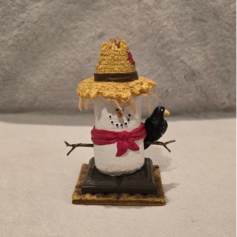 The Original Smores Midwest‎ Scarecrow Snowman Figurine Ornament Crow Straw Hat